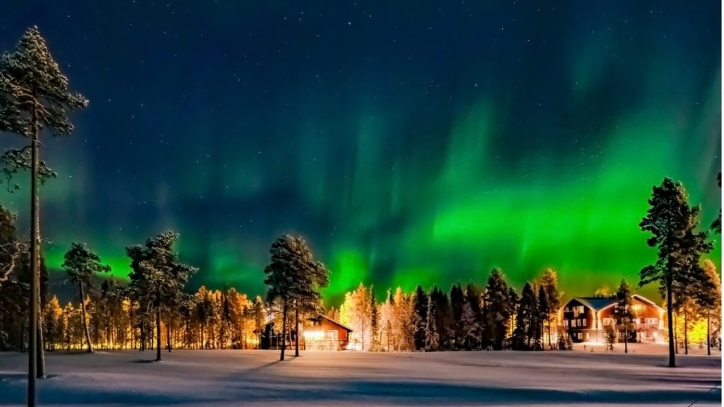 Papai Noel e Aurora Boreal